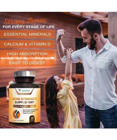 Bone Strength Support: Calcium, Vitamin D3, Magnesium - 1425mg (120 Capsules) - Buy Online on GoSupps.com