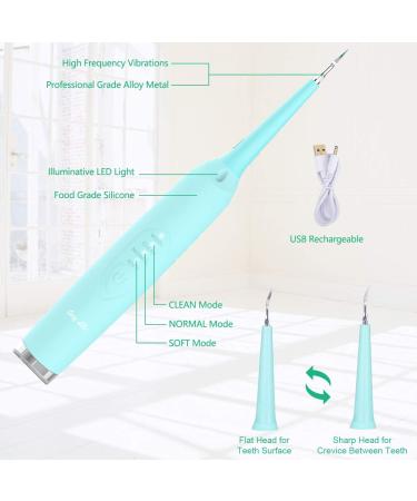 Electric Dental Calculus Remover - Sonic Tooth Scraper for Plaque & Tartar Removal - LED USB Rechargeable - 3 Modes - 2 Cleaning Heads (Blue) - Buy Online on GoSupps.com