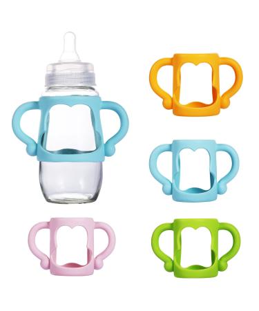 4pcs Handles for Dr Brown Baby Bottles  Wide Neck Baby Silicone Bottle Handles for Baby BPA-Free Baby Bottle Handles for Dr Brown Narrow Bottles  Easy to Hold (4 Colors)