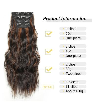 YDDM 24-Inch Wavy Hair Extensions - Clip-In Synthetic Hair Realistic Look 4pcs Affordable & Easy to Use - Buy Online on GoSupps.com
