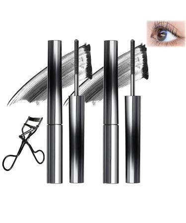 Iron Wand Mascara 3d Curling Iron Mascara Metal Rod Mascara Waterproof Long Lasting No Flaking No Clumping (Black*2)