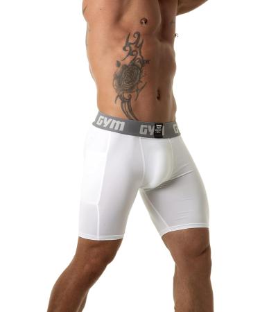 Gym Men's Sports Compression Shorts with Hard Cup Included - 4X-Large White - Buy Online on GoSupps.com