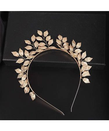 YERTTER Wedding Gold Leaf Tiara Hair Crown - Handmade Bride Hair Band for Bridal Greek Goddess Look - Perfect for Wedding, Prom, Birthday Party - Buy Online on GoSupps.com