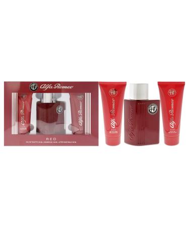 Alfa Romeo Alfa Romeo Red 4.2 oz EDT Spray 3.4oz Shower Gel 3.4oz After Shave Balm Men 3 Pc Gift Set (10034095)