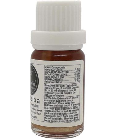 Nativilis Copaiba Balsam Essential Oil 10ml - 100% Natural Copaifera Officinalis - GC/MS Tested Therapeutic Oil - Buy Online on GoSupps.com