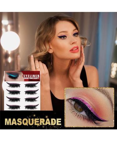4 Pair Eyeliner Stickers Eyelash Stickers Glitter Shiny Eyeliner Stickers Reusable Self- Adhesive Eyeliner And Eyelash Stickers With Glitter For Birthday Wedding Party (All) - Buy Online on GoSupps.com