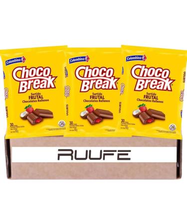 Chocobreak (3pcks - 30 count per pck) a Colombian Chocolate Candy filled with creamy fruit punch flavor Colombian Candies Colombian candy Colombian treats Colombia candy Colombian snack food Mekato