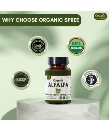 ORGANIC SPREE Alfalfa & Tulsi Supplement 120 Tablets Each USDA Organic Medicago Sativa & Holy Basil Supports Stress Relief, Immune, Energy & Nutritional Health* - Buy Online on GoSupps.com