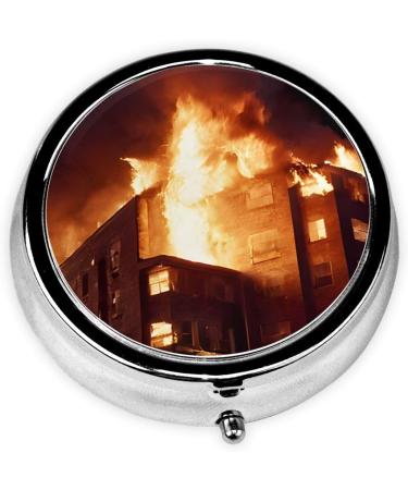 Volcano Printed Mini Round Pill Box - 3 Compartment Travel Organizer | Portable Pill Case for Home & Office - Buy Online on GoSupps.com