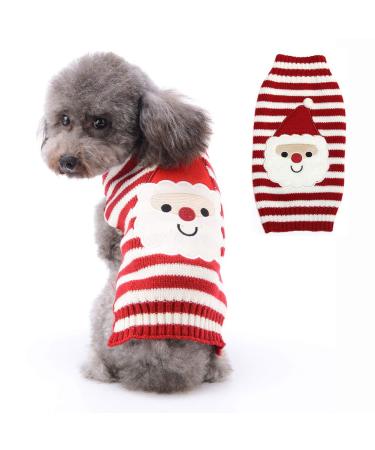 Petcare dog sweater Christmas dog turtleneck sweater Christmas pattern knitwear warm pet sweater for dog puppies party puppy gift for dog Santa Claus S