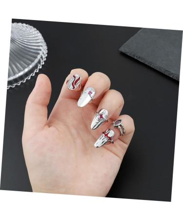 FOMIYES 5 Sets Nail Ring Finger Jewelry Rings for Women Ring for Women Finger Tip Women Ring Ladies Rings Women's Band Rings Red Jewelry Ring Decor Zinc Alloy Girl Miss White - Buy Online on GoSupps.com