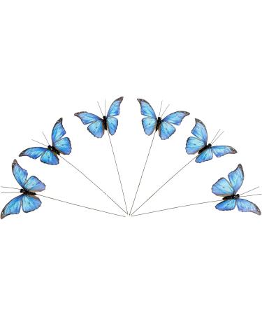 Morpho Butterfly Feather Butterflies on Picks - Set of 12 Halloween & Thanksgiving Decorations - Buy Online on GoSupps.com