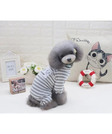 Zunea Striped Cotton Pajamas for Small Dogs & Cats | Cozy Autumn Dog Clothing & Outfits - Size M Gray - Buy Online on GoSupps.com