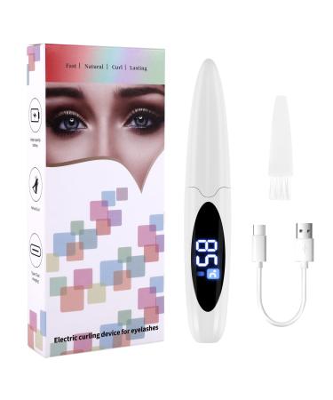Jbnmvc Electric Heated Eyelash Curler USB Charge Makeup Curling Kit Long Lasting Natural Eye Lash Curler White
