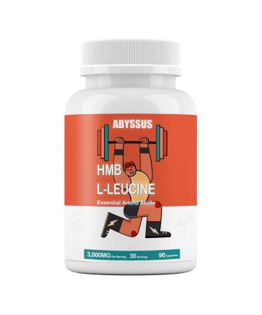 ABYSSUS Leucine Supplements L- Leucine and HMB 3000MG Capsules Supplement for Active Men and Women, 90 Vegan Counts