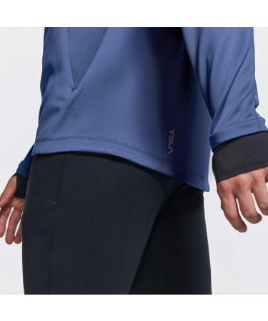 TSLA Men's Full Zip Hoodie Jacket - Lightweight Performance Training Jacket - Dusty Blue - Size Medium - Buy Online on GoSupps.com