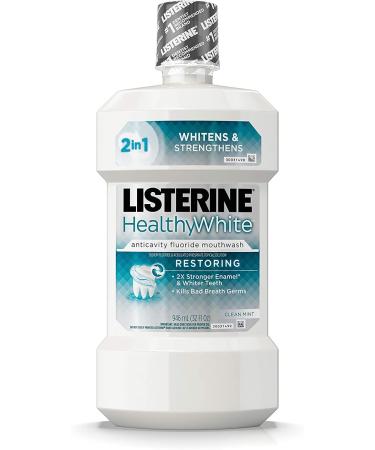Listerine Whitening Plus Restoring Fluoride Rinse Clean Mint 946 mL (Pack of 2)