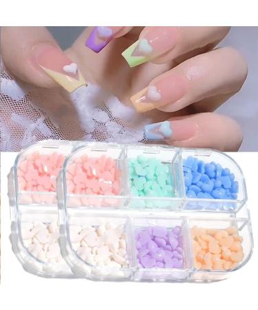 DIY Manicure Purple Blue Charms Resin Love Heart Nails Rhinstones Nail Art Decorations 3D - Buy Online on GoSupps.com