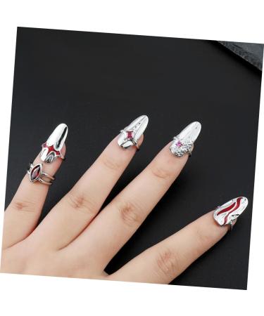 Ipetboom 1 Set Nail Ring Nail Decorations Womans Rings Red Suits Red Jewelry Jewels for Nails Ring for Women Finger Rings Women Ring Nail Jewels Girl Miss Zinc Alloy White - Buy Online on GoSupps.com