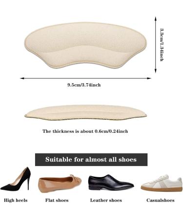 Heel Pads for Shoes - Cushions & Grips for Pain Relief | 4 Pairs Beige Heel Cushion Inserts for Men & Women - Buy Online on GoSupps.com