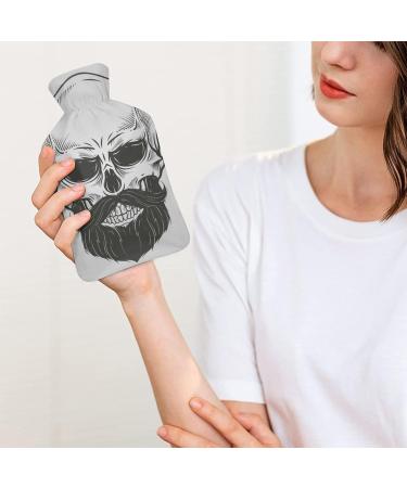 Bearded Skull Hot Water Bottle with Plush Cover | Ideal Hand Warmer for Adults & Children | 26.5x15.3cm - Buy Online on GoSupps.com