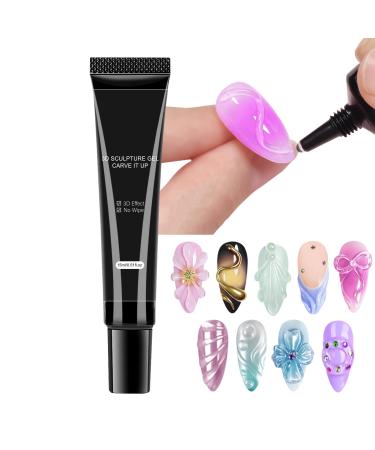 Niesel 3D Nail Sculpting Gel Rhinestone Glue Nail Gel Strong Glue for Rhinestone Nail Art Non-Adhesive False Nail Extension Gels for Sculpting Designs Non-Stick Sculpting Gel for Various Occasions
