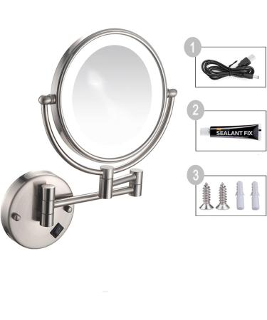 SRVNT 360 Swivel Extendable Makeup Mirror with Light - Brass Wall-Mounted Magnifying Vanity Mirror - Buy Online on GoSupps.com