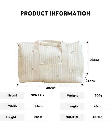 Sonarin Big Capacity Embroidery Baby Diaper Bag | Lightweight Travel Hand Luggage & Shoulder Bag | Stylish Olive Carrying Bag - Buy Online on GoSupps.com