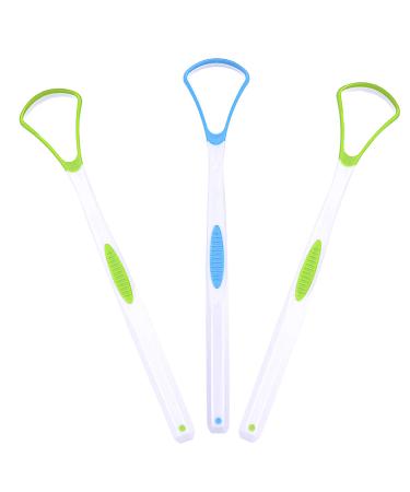 3PCS Tongue Cleaner, Soft Tongue Scraper, Oral Care Cleaners, Dental Scrapers Kits, Professional Eliminate Bad Breath, Premium Cleaning Tools (2Green+1Blue)