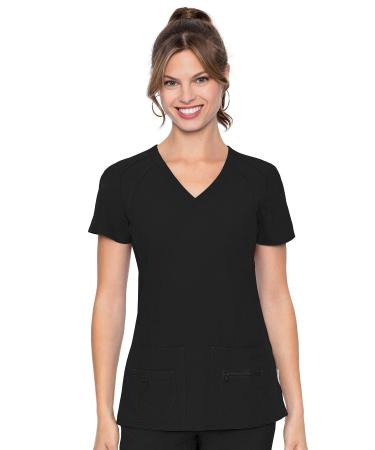 Med Couture Women's 'Activate' Refined Scrub Top Medium Black