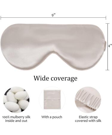 Seciiwod Silk Sleep Mask - 100% Mulberry Silk, Light-Proof, Breathable & Skin-Friendly - Champagne - Buy Online on GoSupps.com