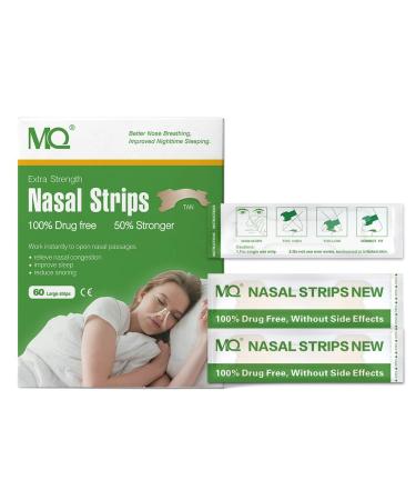 MQ 60 ct Better Breathe Nasal Strips to Reduce Snoring Drug-Free Works Instantly to Improve Sleep Relieve Nasal Congestion Due to Colds & Allergies 60 Count (Pack of 1)