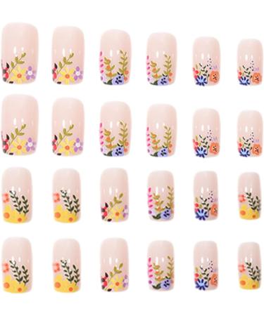 SENZZ Square Fake Nails - Flower Nails | Long Lasting and Detachable Artificial Short False Nails for Girls Women - Buy Online on GoSupps.com