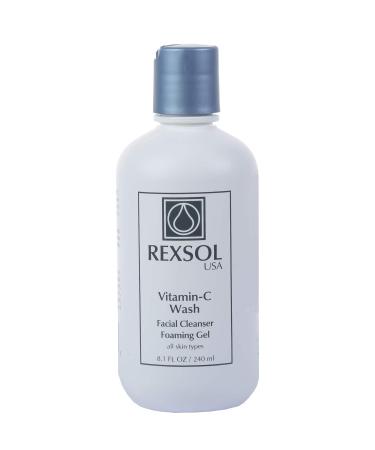 REXSOL Vitamin C Foaming Gel Face Wash | Anti-Aging Cleanser for Sensitive Skin | Natural Daily Facial Cleanser with Vitamins A & E - 8.1 OZ