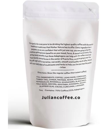 Julian Coffee - Adaptogenic Mushroom Ground Coffee. For mental clarity focus mood & overall immunity. (140 servings 35oz) 992.0 gram - Buy Online on GoSupps.com