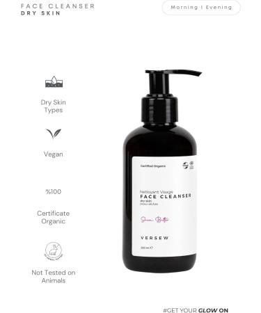Versew Organic Vegan Facial Cleansing Gel - Cleanser & Makeup Remover - Against Pimples Blackheads & Impurities (Oily Skin) (Dry Skin) - Buy Online on GoSupps.com