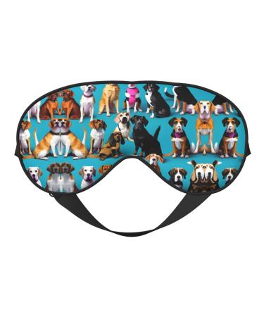 Many Beagle Patterns Print Unisex Sleep Mask Double-Sided Eye Mask Ideal for Sound Sleep and Skin Care Black