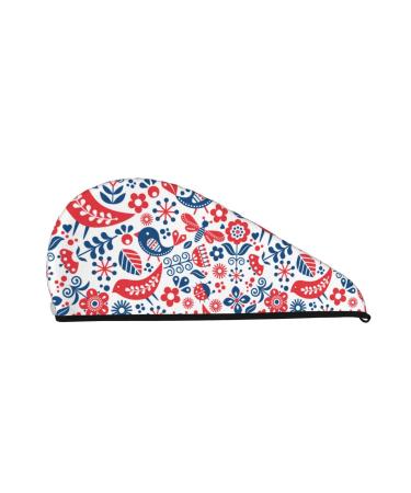 Birds Flowers Microfiber Hair Towel Soft Super Absorbent Hair Towel Wrap for Women Coral Velvet Quick Dry Hair Cap for Long Curly and Thick Hair