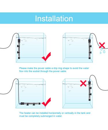 WELOMELO Submersible Fish Tank Heating Rod - Temperature Adjustable Thermostatic Rod (100W/200W/300W/500W) | 2 Suction Cups - Buy Online on GoSupps.com