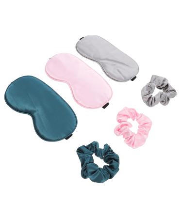 Satin Scrunchies Hair Ties 3pcs Eye Cover and Hair Scrunchie Set Silk Satin Sleeping Eye Masks Soft Eye Night Blindfold for Women and Men Satin Scrunchies Hair Ties