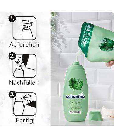  Schauma Schauma 7 Herbs Shampoo Refills (800 ml) shampoo for fresh and light hair for normal to quickly oily hair 3 x 800 ml - Buy Online on GoSupps.com