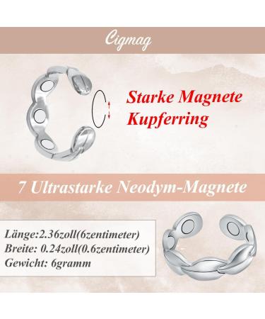 Cigmag 2PCs Lymph Drainage Magnetic Jewelry for Women - 7 Ultra-High Magnets 99% Pure Copper Adjustable Silver Fish Tail Gift Box - Buy Online on GoSupps.com