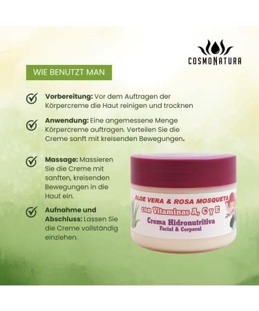 Cosmonatura Aloe Vera & Rose Hip Cream 250ml - Nourishing Night Cream for Glowing Skin | International Shipping Available - Buy Online on GoSupps.com