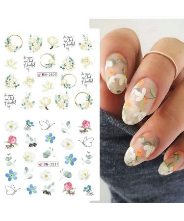Spring Flower Water Transfer Nail Stickers - Butterfly & Dragonfly Decals for Acrylic Nails - Floral Design for Women - Nail Decorations & Supplies - Buy Online on GoSupps.com
