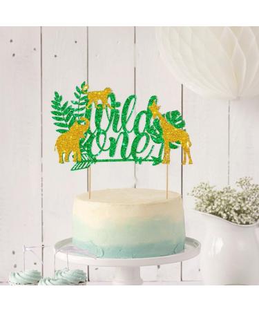 GotGala Jungle Safari Animal Wild One Cake Topper Jungle Wild Safari Zoo 1st First Birthday Baby Shower Party Cake Supplies Decorations - Buy Online on GoSupps.com