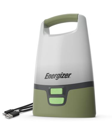Energizer Vision LED Camping Lantern, Bright Rechargeable Lantern, Water Resistant Emergency Light with Charging Cable, Pack of 1, Forest Green
