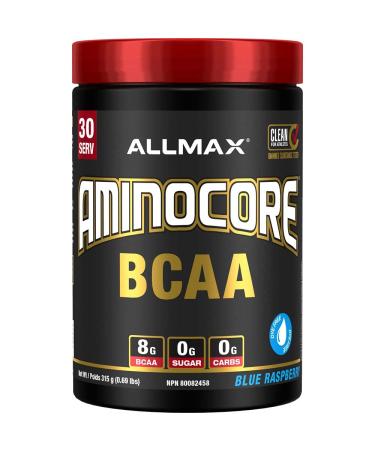 ALLMAX Nutrition - Aminocore BCAA - 8g BCAAs - 100% Pure Branch Chained Amino Acids - Gluten Free - Blue Raspberry -315 Gram Blue Raspberry 315 g (Pack of 1) 8g Bcaas