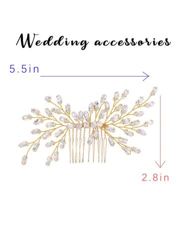 Yokawe Gold Bridal Wedding Hair Comb - Vintage Rhinestone Side Combs for Women and Girls - Buy Online on GoSupps.com
