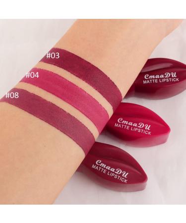 3Pcs Dark Purple Rose Red Mauve Matte Velvet Lipstick Set | Long-Lasting, Waterproof & Smudge-Proof | 24-Hour Wear | Lip Stain Makeup Set for Women - Buy Online on GoSupps.com
