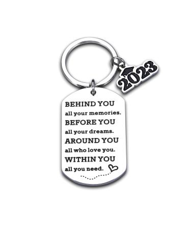 2023 Graduation Gift for Him Her Middle Senior High School College Students Class of 2023 Grad Ph.D. Master Medical Nurse Graduates Keychain for Boy Girl Son Daughter Inspirational Gift for Women Men